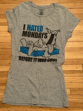 Graphic Tee "I Hated Mondays" with Blue Glitter